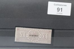 T17 S 1877 £1 BROWN-LILAC, unmounted and printed 'SPECIMEN'