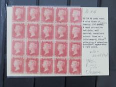 S.G. 39 1d PALE ROSE, a spectacular mint block of 20 odd thin affecting 4 and some reinforcement,
