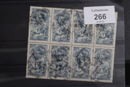 S.G. 417 BRAD, WILKINSON 10/= SEAHORSE, a FU block of 8, rare multiple