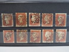S.G. 8-12, 1841 1d REDS, cancelled by number in black, M/X 2-12 (Missing 4)