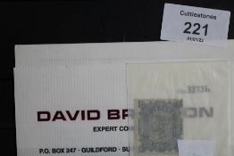 (AS), QV 10/= GREENISH GREY, mint, a forgery with Brandon certificate, interesting reference copy