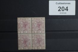 S.G. 141 1878 2½ d ROSY-MAUVE, plate 10, mint block of 4 (appears UN/M)