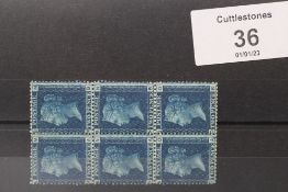 S.G. 46 1858 2d BLUE, mint block of six (2 x 3)