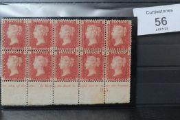 S.G. 44 1D RED, plate 164, a fine mint block of ten from the edge of the sheet with marginal