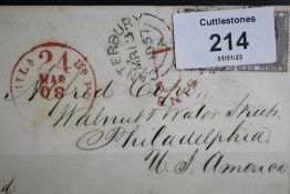 S.G. 68 1855 6d LILAC PAIR, on lovely cover to U.S.A.