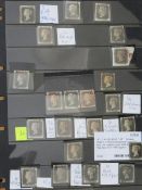 S.G. 1 1840 1d BLACK x 21, many with clear margins all round, plate identifications not guaranteed