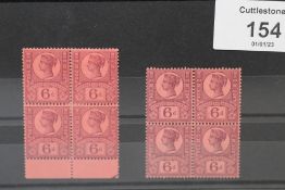 S.G.208/208a 1887 6d BOTH SHADES, in blocks of four