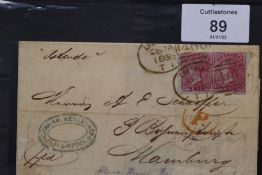 S.G.62 1855 4d x 2, on entire Liverpool to Hamburg with D.S. 26 JA 1856