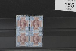 s.g 209 1887 9d JUBILEE, an UN/M block of four
