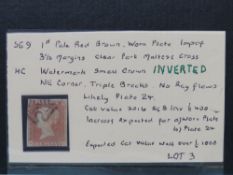 S.G.9 1841 1d RED BROWN, watermark inverted, rare