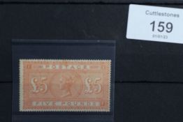 S.G. 137 1883 £5 ORANGE, fine very lightly mounted mint, centred to right (Perfs clear)