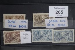 KG5 SEAHORSES 2/6 (3), 10/= (2) fine mint (S.G. £1,950)