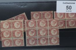 S.G.48 1870 ½ d, in mint blocks of 4 (2, 6 (2) and 9, S.G. (minimum) £3,190