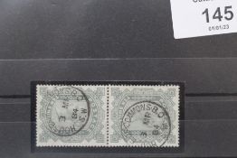 S.G. 128 1878 10/= GREENISH GREY, a VFU vertical pair with CDS's for House of Commons
