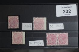 S.G. 144 1873 3d, plate 18 and 14, (4 inc. pair), mint, (S.G. £2,300)