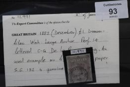 S.G. 132 1882 £1 BROWN-LILAC, on blued paper, superb used, clean accompanying certificate