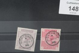 S.G. 178, 181, 1883 2/6 5/=, each with superb matching JAN 26 1888 cancels