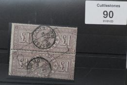 S.G.T17 1877 £1 TELEGRAPH, a rare FU vertical pair