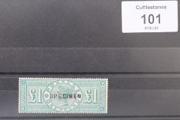 S.G. 212 1897 £1 GREEN, overprinted 'SPECIMEN', largely OG