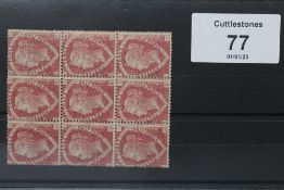 S.G. 53 1870 1½ d, plate 3, a fine mint block of 9, six appear unmounted (S.G. £4,500)