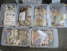 WORLDWIDE RANGES LOOSE IN EIGHT CRATES, on and off paper, much to sort