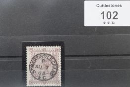 S.G. 129 1878 £1 BROWN LILAC, very fine used, with St. Martin Le Grand CDS for AU 7 (18) 83