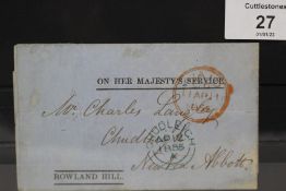 1855 PRINTED LETTER SHEET, re. a missing letter to Newton Abbot, signed Rowland Hill