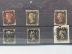1840 1d BLACK x 6, touched to four margins