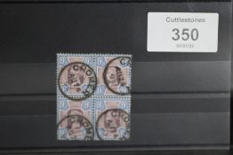 S.G. 209 1887 9d JUBILEE, a FU block of 4 with CROMER AV 24 93 cancels