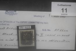 S.G. 1 1840 1d BLACK ON SMALL PIECE, with black LEEDS Maltese Cross cancel