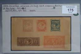 1884 DE LA RUE HIGH VALUES 2/6 - £5, printed on (contemporary?) buff card