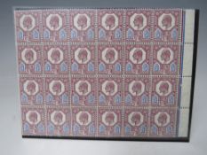 S.G. 293 KING EDWARD 5d DULL REDDISH PURPLE AND BRIGHT BLUE, marginal block of 24