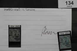 S.G. 120b var 1867 2/= MILKY BLUE, FU, watermark inverted, clean RPS cetificate