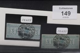 S.G. 016 1892 £1 GREEN, I.R. official FU with BPA certificate which mentions blue crayon mark and