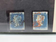 1840 2d x2, with red and black M / X cancels, touched in places