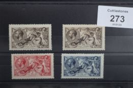 S.G. 399/402 WATERLOW SEAHORSES WITH 2/6, (both) 5/=, 10/= very fine mint