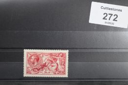 S.G. 409 5/= BRIGHT CARMINE SEAHORSE DE LA RUE PRINTING, fine mint, stunning colour