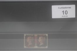 S.G 2c 1840 1d BLACK PLATE 8 1B, 1C, FU 1B with vertical guide line to NE square, clear margins