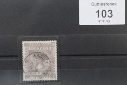 S.G. 129 1879 £1 BROWN LILAC, an FU copy with House of Commons CDS