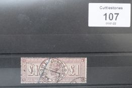 S.G. 186 £1 BROWN ORBS, FU, with blue crayon mark