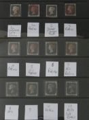 S.G. 1-3 1840 1d BLACK, a complete set of plates 1a-11, mainly four margin and fine used