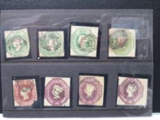 S.G. 54/61 1847 EMBOSSED 6d (3), 10d (1), 1/= (4), ranging from very poor to fine