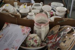 TWO TRAYS OF ASSORTED CERAMICS TO INCLUDE ROYAL ALBERT LIMITED EDITION WOMAN OF THE CENTURY QUEEN