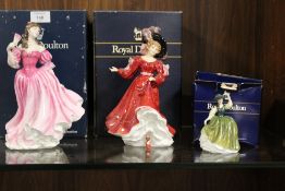 A ROYAL DOULTON FIGURE OF THE YEAR 'LAUREN' TOGETHER WITH FIGURE OF THE YEAR 'PATRICIA' AND MINUET