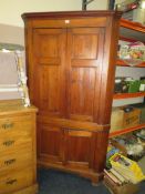 A LARGE ANTIQUE PINE FLOORSTANDING CORNER CABINET A/F