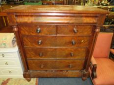 A VICTORIAN MAHOGANY SIX DRAWER SCOTTISH STYLE CHEST H-131 CM W-123 CM