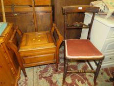 AN EDWARDIAN PIANO STOOL, STOOL, SEWING BOX AND A BED ROOM CHAIR (4)