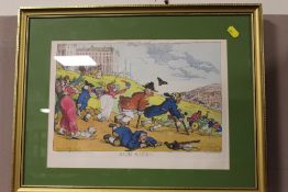 A SET OF FOUR FRAMED AND GLAZED ROWLANDSON COLOURED PRINTS