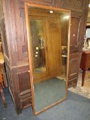 A LARGE OLD RECTANGULAR FRAMED MIRROR 168 X 77 CM