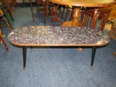 A MID-CENTURY FORMICA TOPPED COFFEE TABLE
